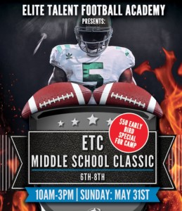The Elite Football Camp for middle schoolers comes to Roswell on May 31