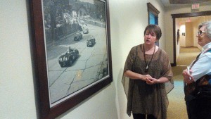 Lola Roeh of Osthoff Resort explains the history of motorsports in Elkhart Lake