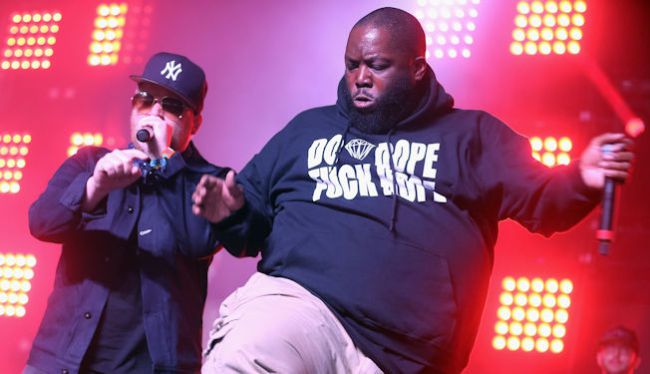 Photo from Uproxx. Run the Jewels performs onstage during day 2 of the 2015 Coachella Valley Music And Arts Festival (Weekend 2) at The Empire Polo Club on April 18, 2015 in Indio, California.