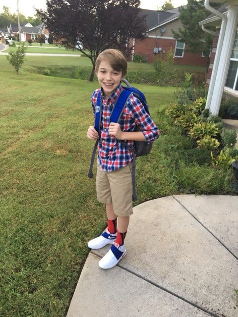 Brayden Cooper on the first day of 8th grade at Coosa Middle School 
