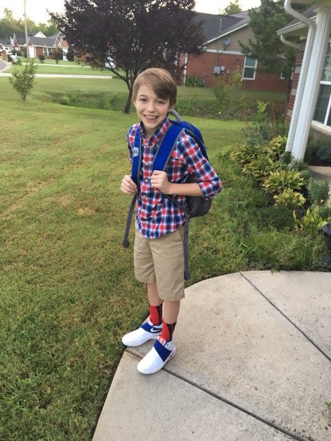 Brayden Cooper on the first day of 8th grade at Coosa Middle School