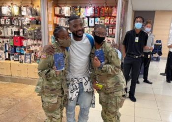 Ray J welcomes troops home with Raycon products at Hartsfield-Jackson