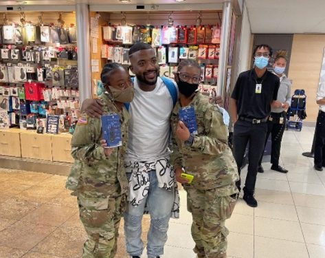Ray J welcomes troops home with Raycon products at Hartsfield-Jackson