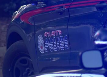 Atlanta Police Department patrol vehicle at night