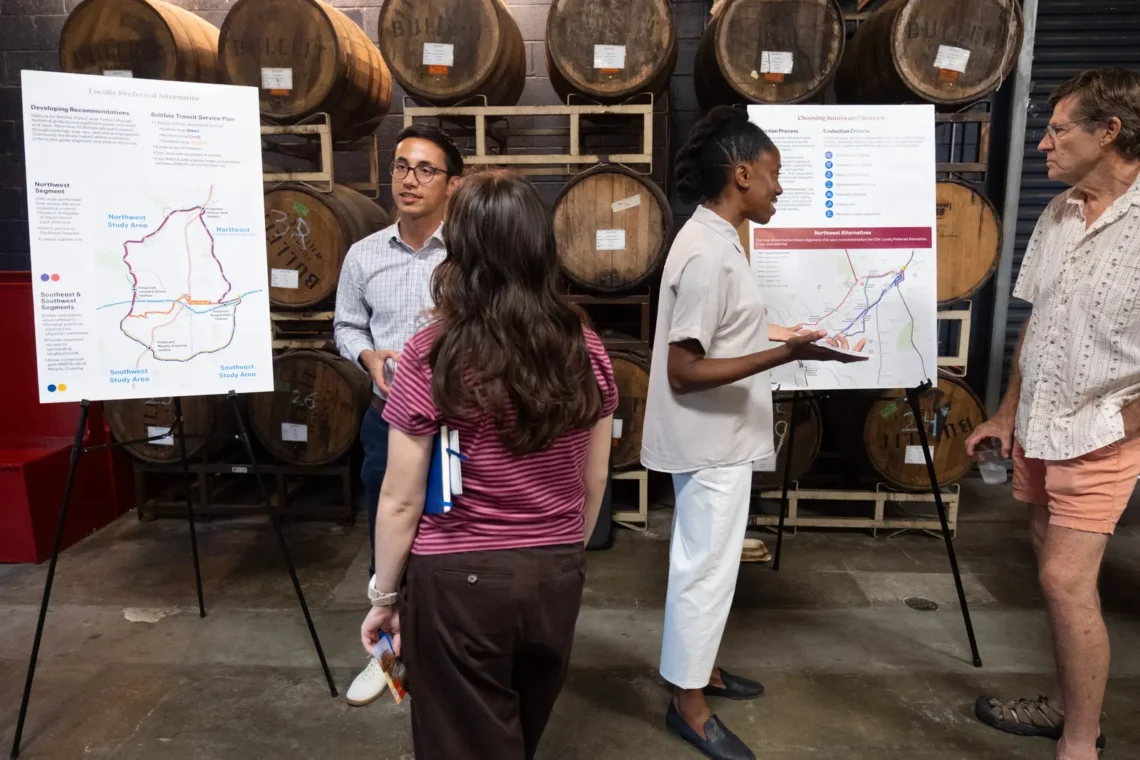 Atlanta BeltLine staff presenting transit study maps during the September 3, 2026 Citywide Conversation.