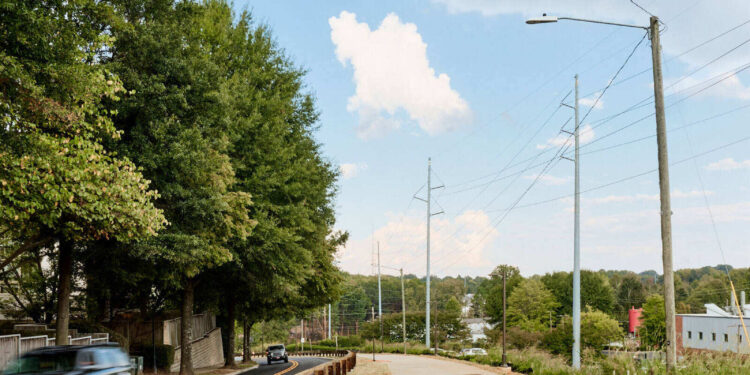 An existing paved section of Atlanta’s Northwest Trail beside a roadway and utility corridor; file photo.