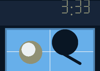 AI-generated illustration of a tennis ball and racket on a blue court beneath a 3:33 a.m. stadium clock.