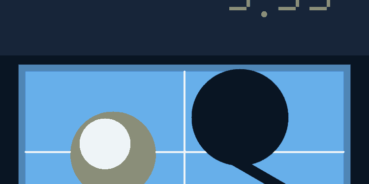 AI-generated illustration of a tennis ball and racket on a blue court beneath a 3:33 a.m. stadium clock.