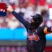 Ronald Acuña Jr. celebrating after his game-tying three-run home run against Philadelphia on September 6, 2026.