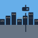 AI-generated illustration of a roadside license-plate camera in a city setting without real plates.