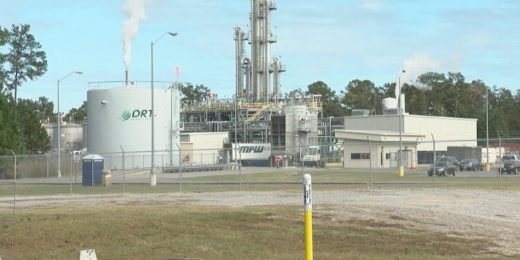 DRT America facility in Effingham County shown in WTOC coverage of the September 2026 industrial-odor advisory.