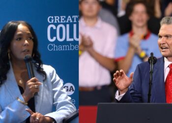 Keisha Lance Bottoms speaking at a September 7, 2026 campaign event in Atlanta; Atlanta News First image.
