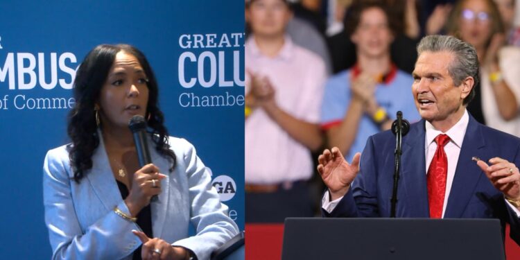 Keisha Lance Bottoms speaking at a September 7, 2026 campaign event in Atlanta; Atlanta News First image.