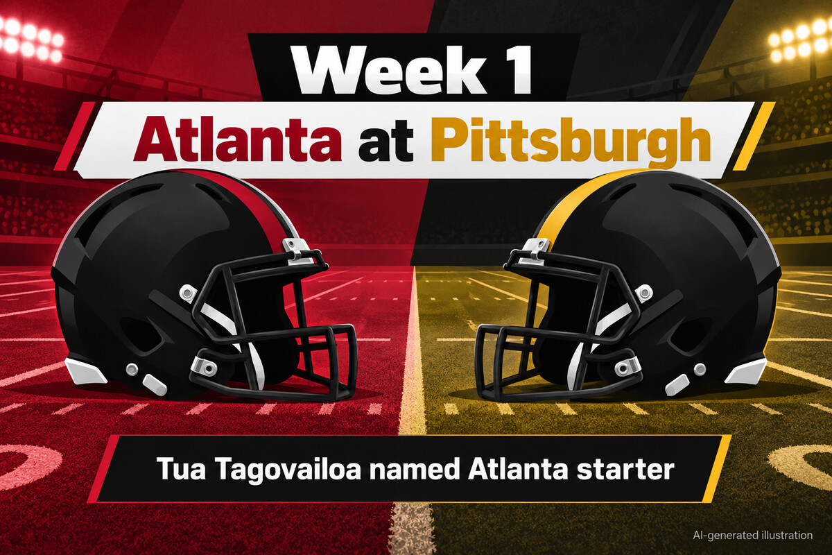 AI-generated illustration of the Atlanta Falcons’ Week 1 road matchup against the Pittsburgh Steelers.