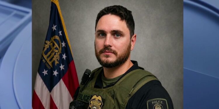 Warm Springs Police Sgt. Chris Fisher in an official department portrait; file image via FOX 5 Atlanta.