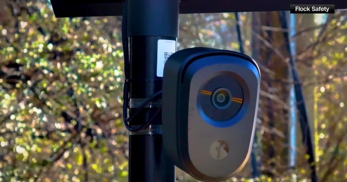 Automated license-plate-reader image accompanying WSB-TV’s report about a Brookhaven student’s traffic stops; WSB-TV image.
