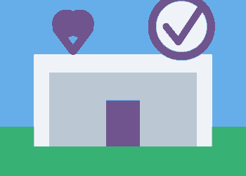 AI-generated illustration of a public building, a police symbol and a heart representing the safe infant recovery.
