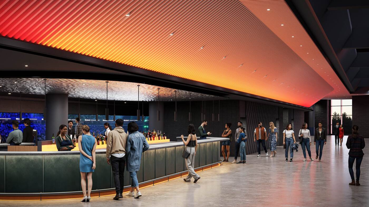 Rendering of a new premium hospitality area planned for Gas South Arena