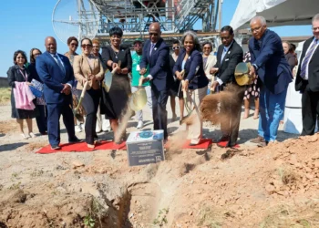 Airport and city leaders burying a centennial time capsule on Stogner Hill at Hartsfield-Jackson Atlanta International Airport on September 8, 2026.