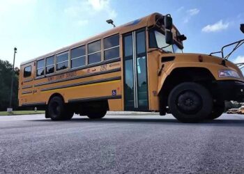 A Henry County Schools bus parked outside