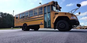 A Henry County Schools bus parked outside