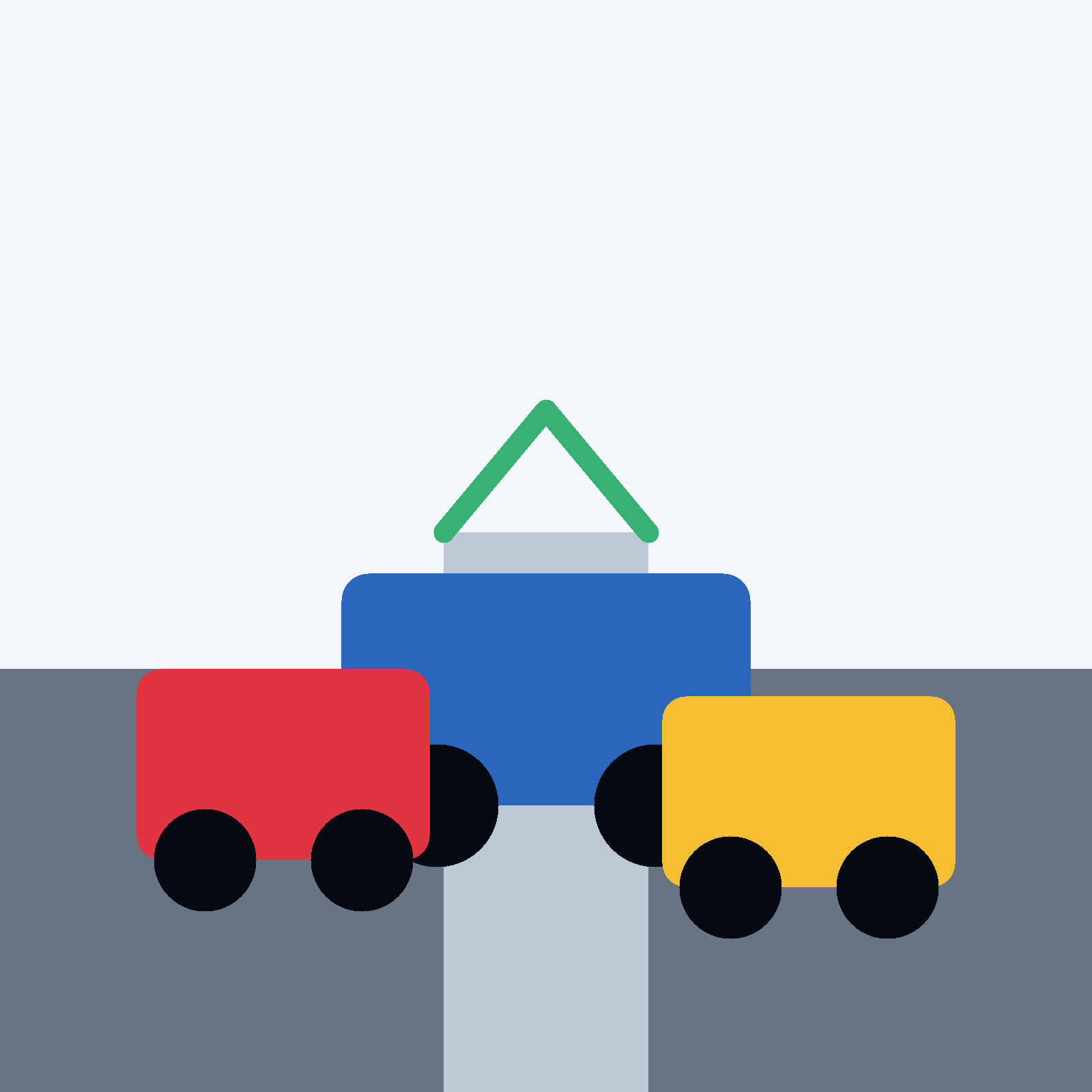 AI-generated illustration of parked vehicles blocking a residential driveway with no identifiable residents.