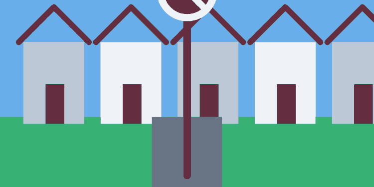AI-generated illustration of a residential Atlanta street with a no-parking sign.