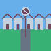 AI-generated illustration of a residential Atlanta street with a no-parking sign.
