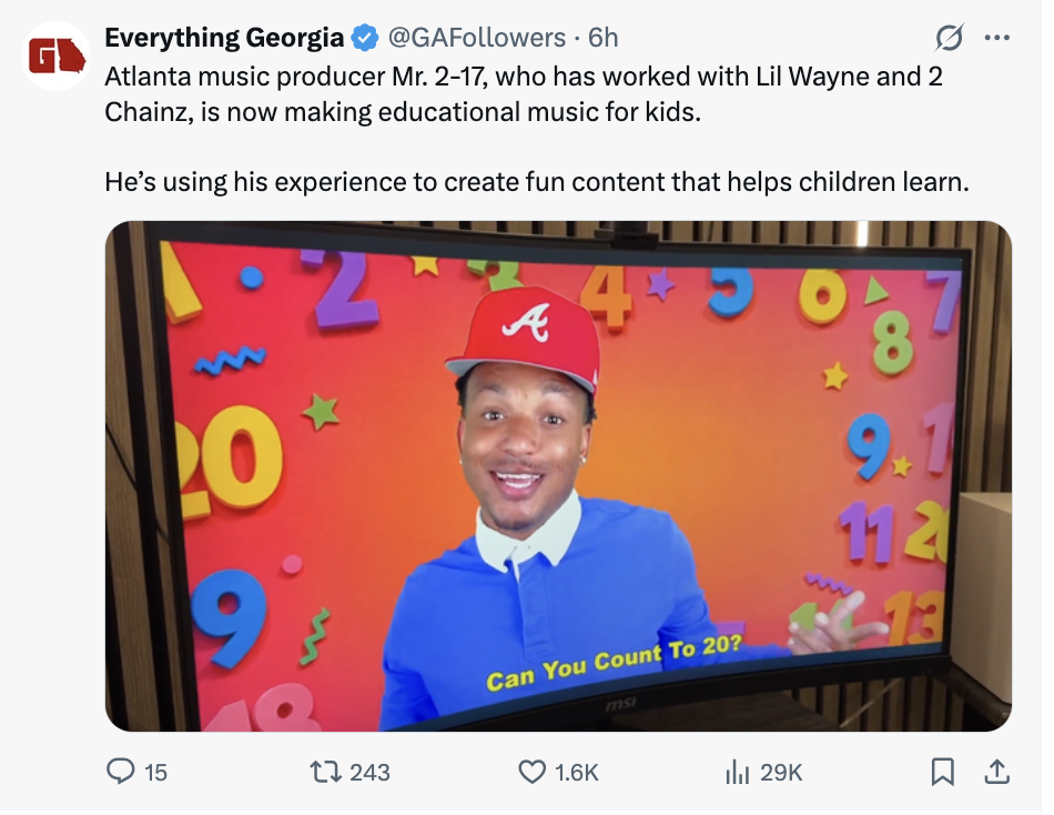 Atlanta producer Mr. 2-17 discussing educational music for children