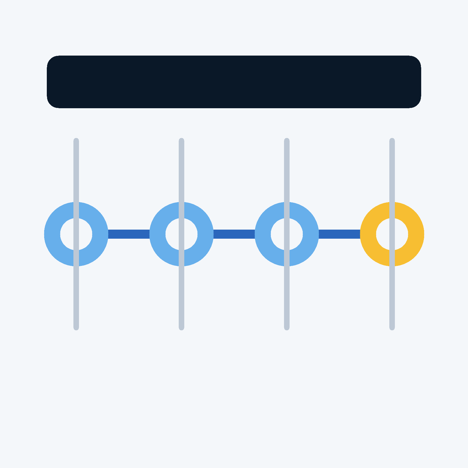 AI-generated illustration of a four-stage court process with no identifiable people.