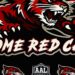 Official red, black and white Rome Red Cats arena football logo.