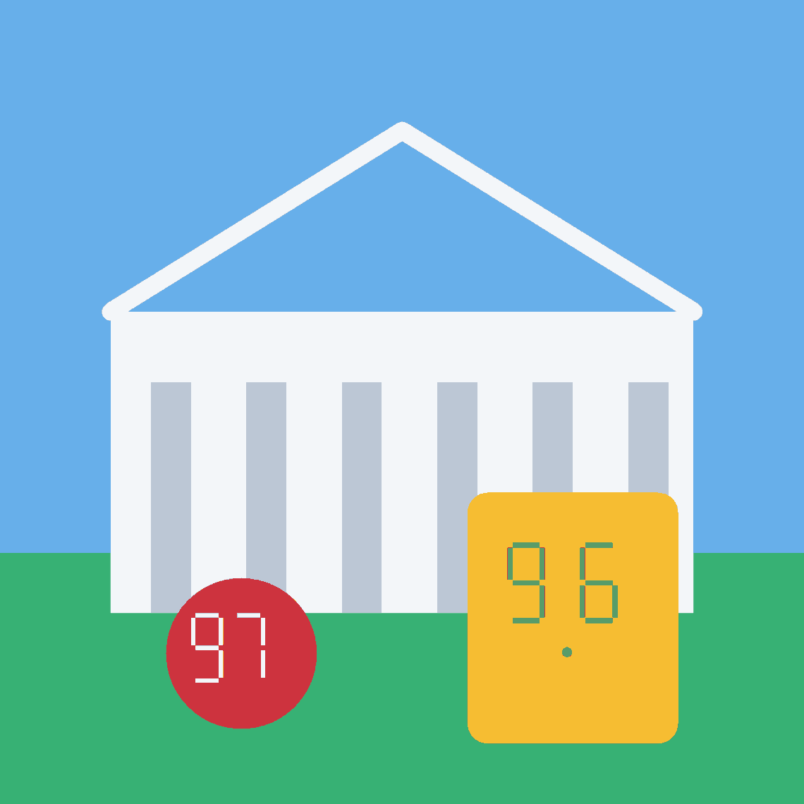 AI-generated illustration of a city hall, a 9.6-mill tax notice and a household cost marker.